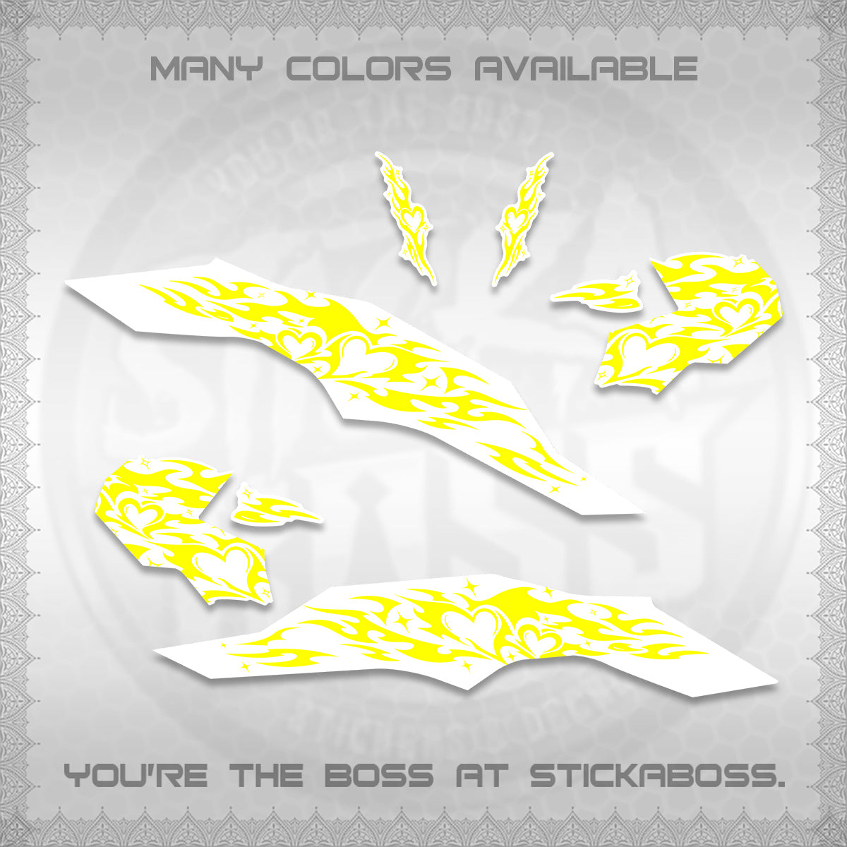 CLICK 125 V3 FOR WHITE DECALS (2026 TRIBAL HEART DESIGN) STICKER KITS BY STICKABOSS