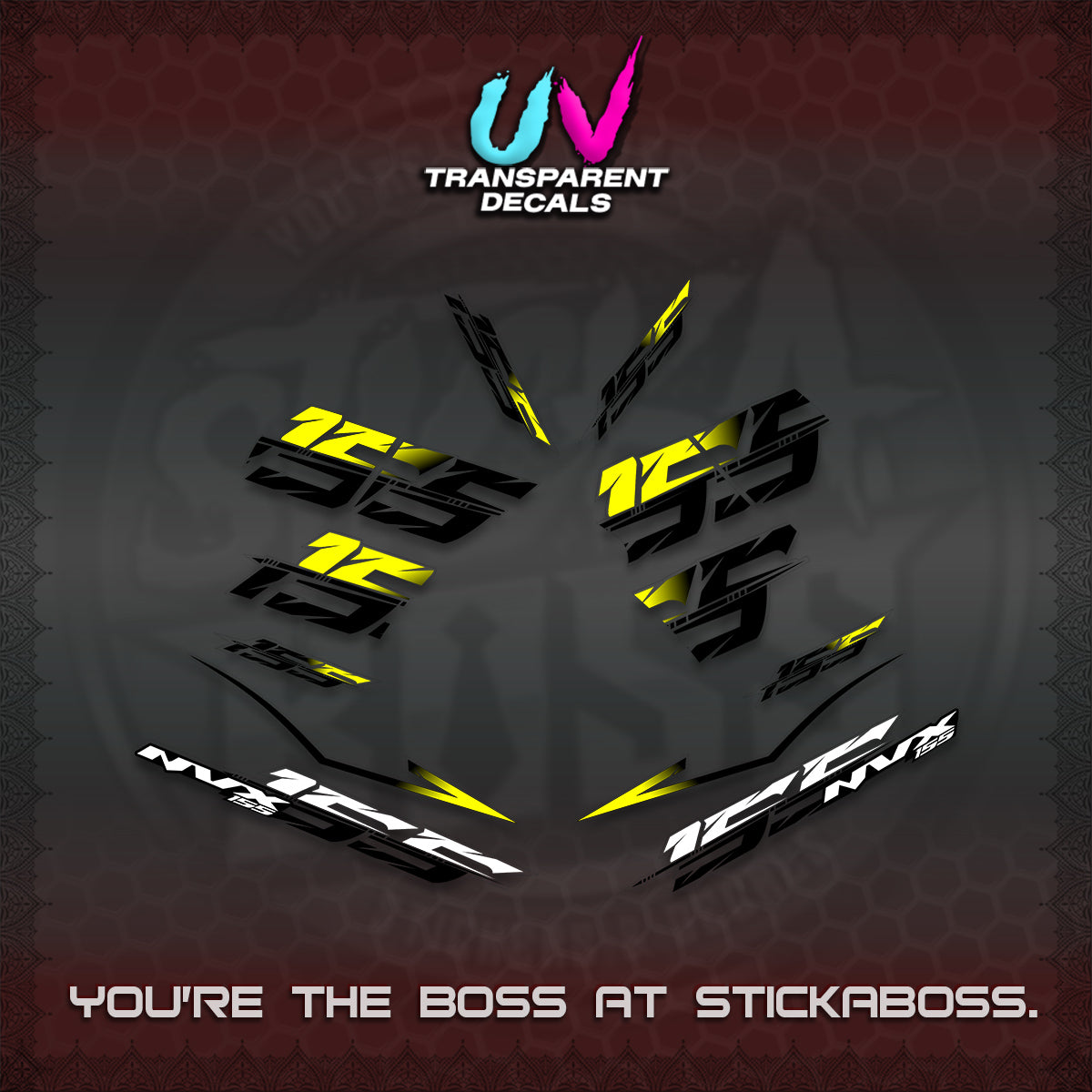 AEROX 155 V2 UV TRANSPARENT DECALS (2026 NVX VIETNAM) STICKER KITS BY STICKABOSS