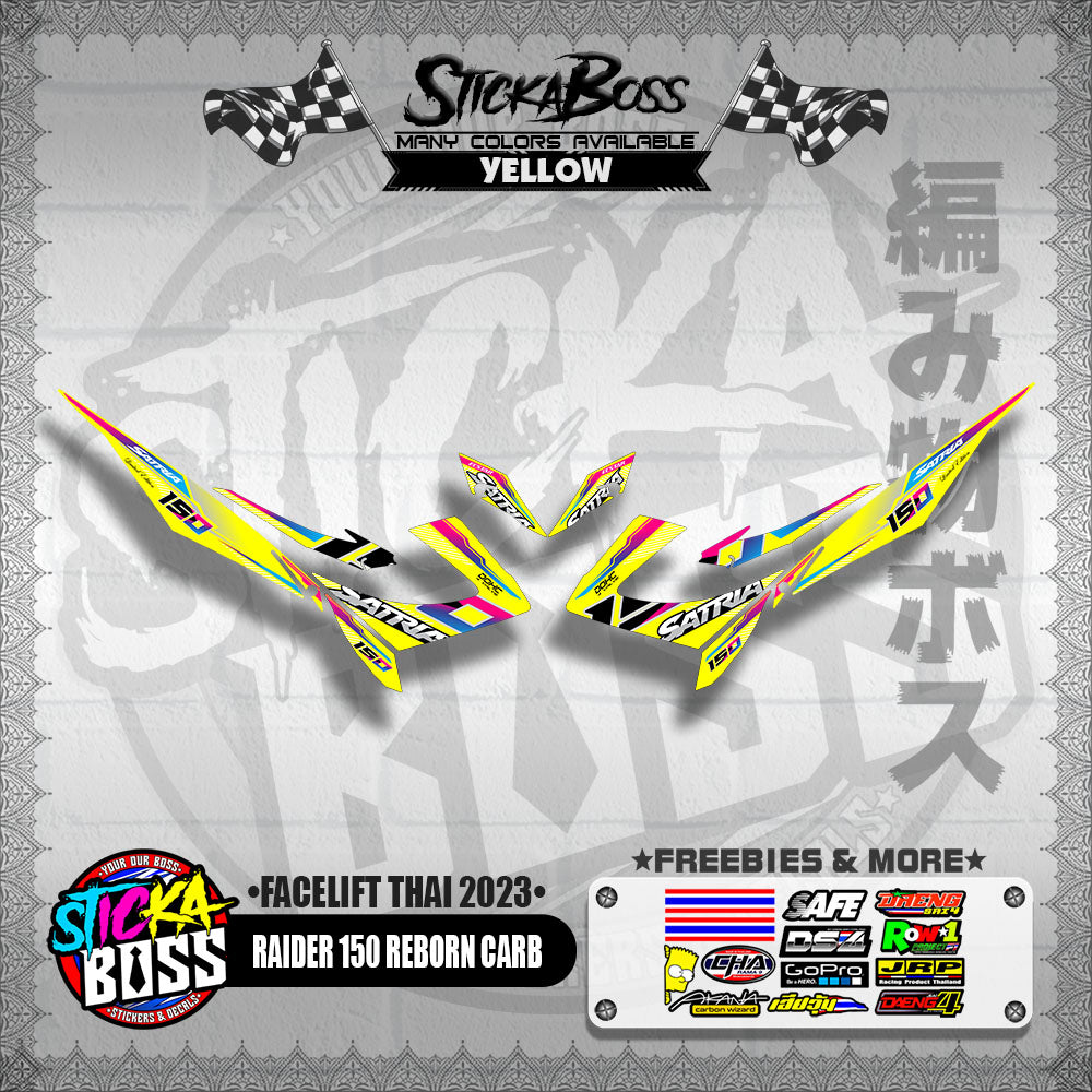 RAIDER 150 REBORN CARB DECALS ( FACELIFT THAI 2023 )【WITH FREEBIES】