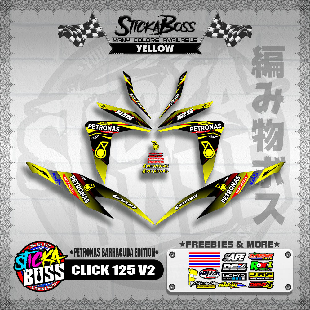 CLICK 125 V2 DECALS ( PETRONAS BARRACUDA EDITION )【WITH FREEBIES】