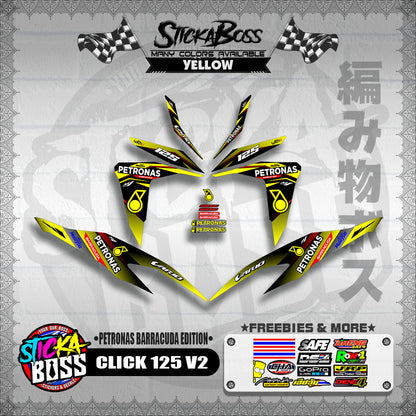 CLICK 125 V2 DECALS ( PETRONAS BARRACUDA EDITION )【WITH FREEBIES】