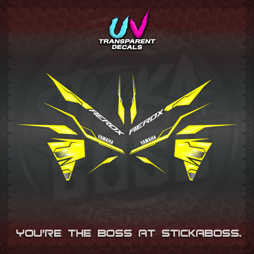 【PREMIUM UV PRINT】TRANSPARENT AEROX  V3 INDO DECALS(ALPHA TURBO 0001)STICKER DECALS By STICKABOSS