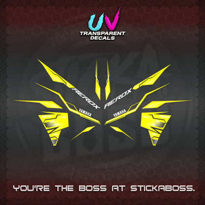 【PREMIUM UV PRINT】TRANSPARENT AEROX  V3 INDO DECALS(ALPHA TURBO 0001)STICKER DECALS By STICKABOSS