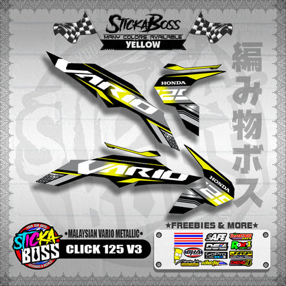 CLICK 125 V3 DECALS ( MALAYSIAN VARIO METALLIC )【WITH FREEBIES】