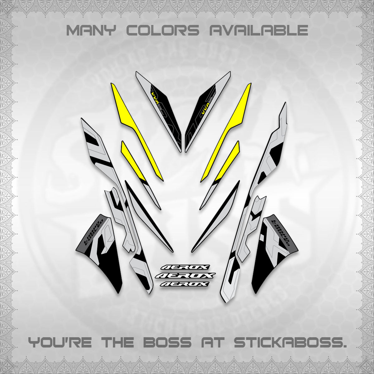 AEROX V3 ALPHA TURBO STOCK DECALS (STOCK DESIGN 2026)STICKER DECALS By STICKABOSS