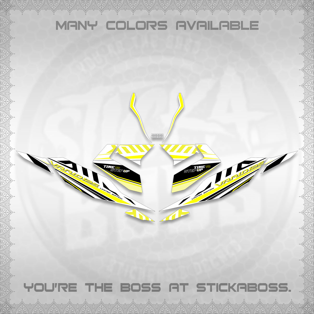 CLICK 125 V4 VARIO FOR WHITE DECALS (2026 VR0007 DESIGN) STICKER KITS By STICKABOSS