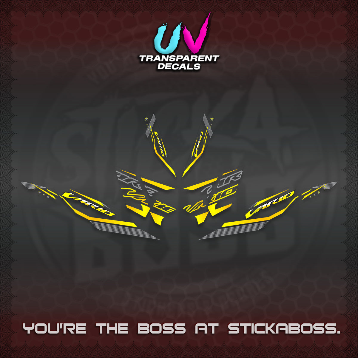 CLICK 125 V4 VARIO UV TRANSPARENT DECALS (2026 WHITE EDITION DESIGN) STICKER KITS By STICKABOSS
