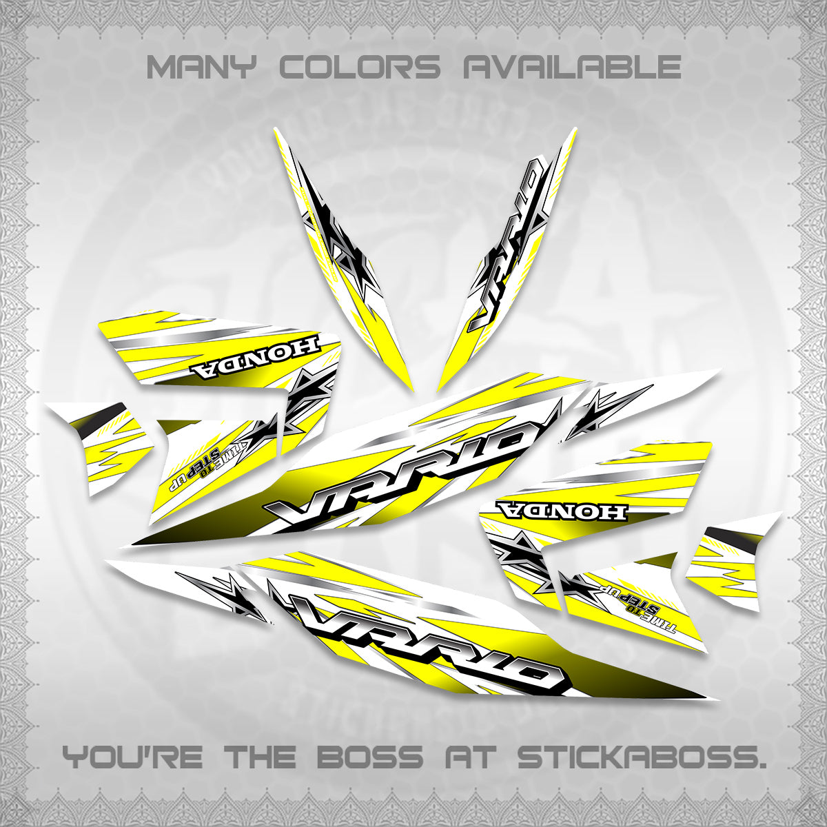 CLICK 125 V4 VARIO FOR WHITE DECALS (2026 BLACK STAR DESIGN) STICKER DECALS By STICKABOSS