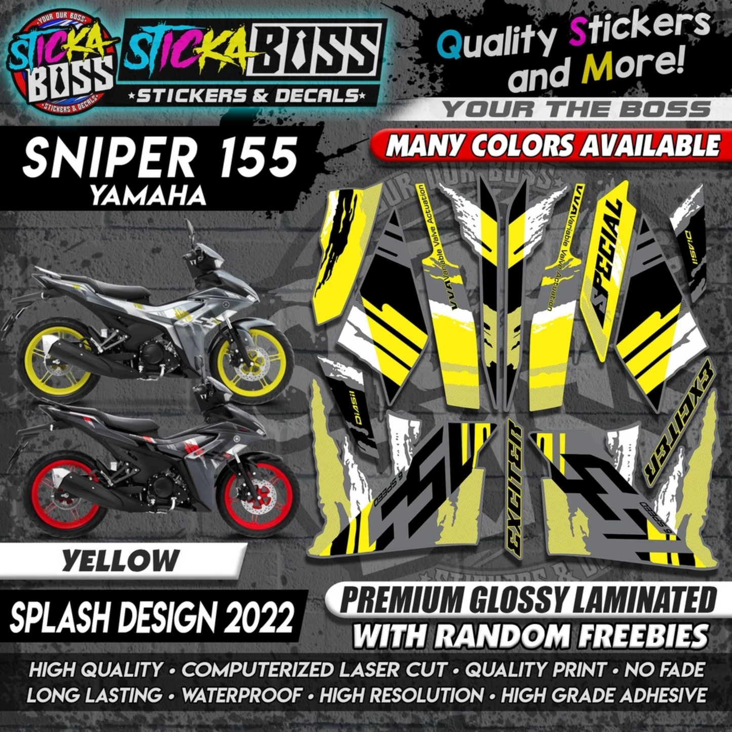 Sniper 155 NEW STOCK DECALS (SPLASH DESIGN 2022) MALAYSIAN CONCEPT【WITH FREEBIES】