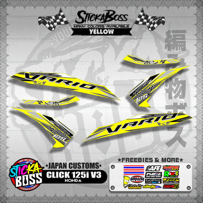 CLICK 125i V3 DECALS ( JAPAN CUSTOMS )【WITH FREEBIES】