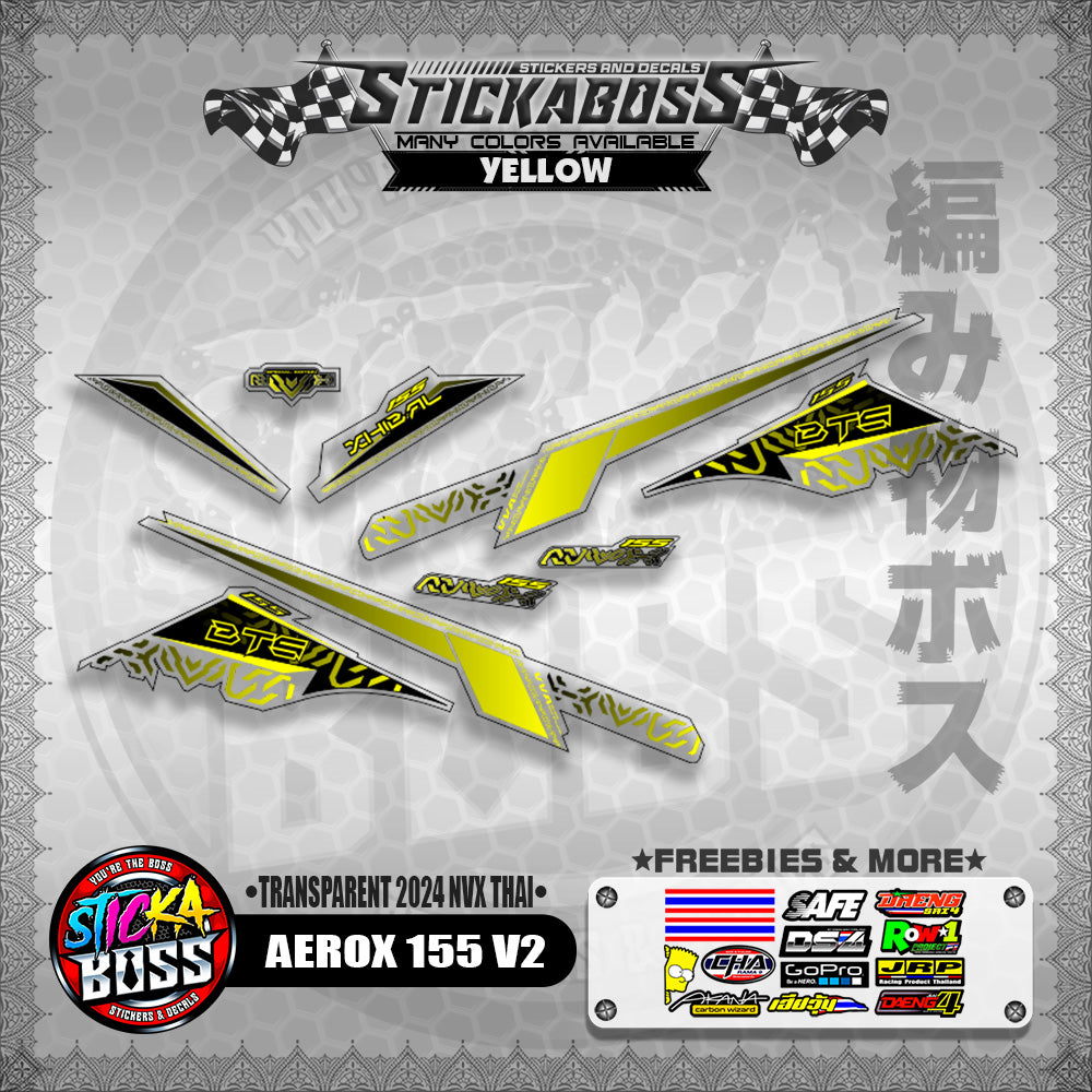 TRANSPARENT AEROX 155 V2 STICKER DECALS ( TRANSPARENT 2024 NVX THAI )【WITH FREEBIES】