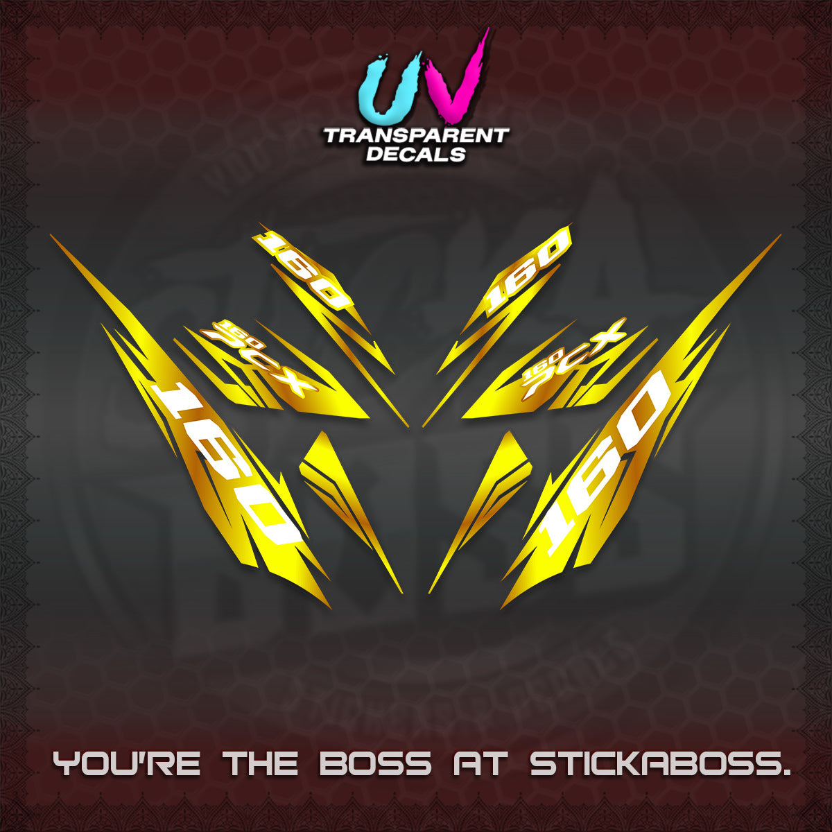 PCX 150 160 INDO UV TRANSPARENT DECALS (2026 NEW 08 DESIGN) STICKER DECALS By STICKABOSS