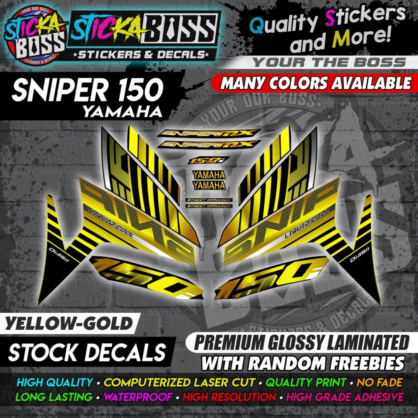 YAMAHA SNIPER 150 Stock Decals [ASSORTED COLORS] Sticker【PREMIUM GLOSSY LAMINATED】