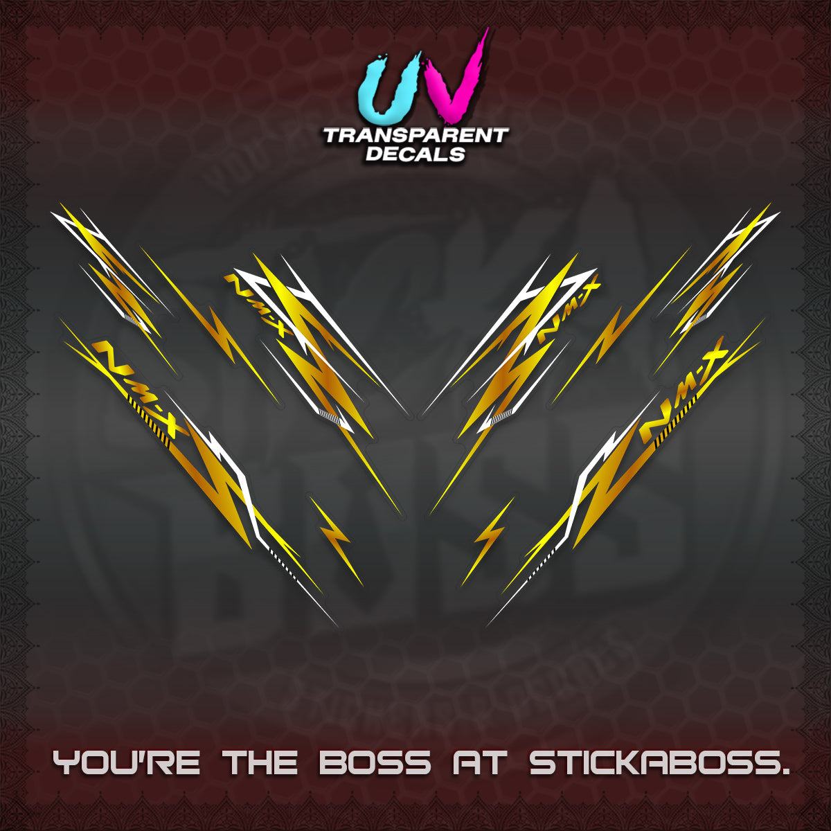 NMAX V2 UV TRANSPARENT DECALS (2024 NM A8 STYLE) STICKER DECALS By STICKABOSS