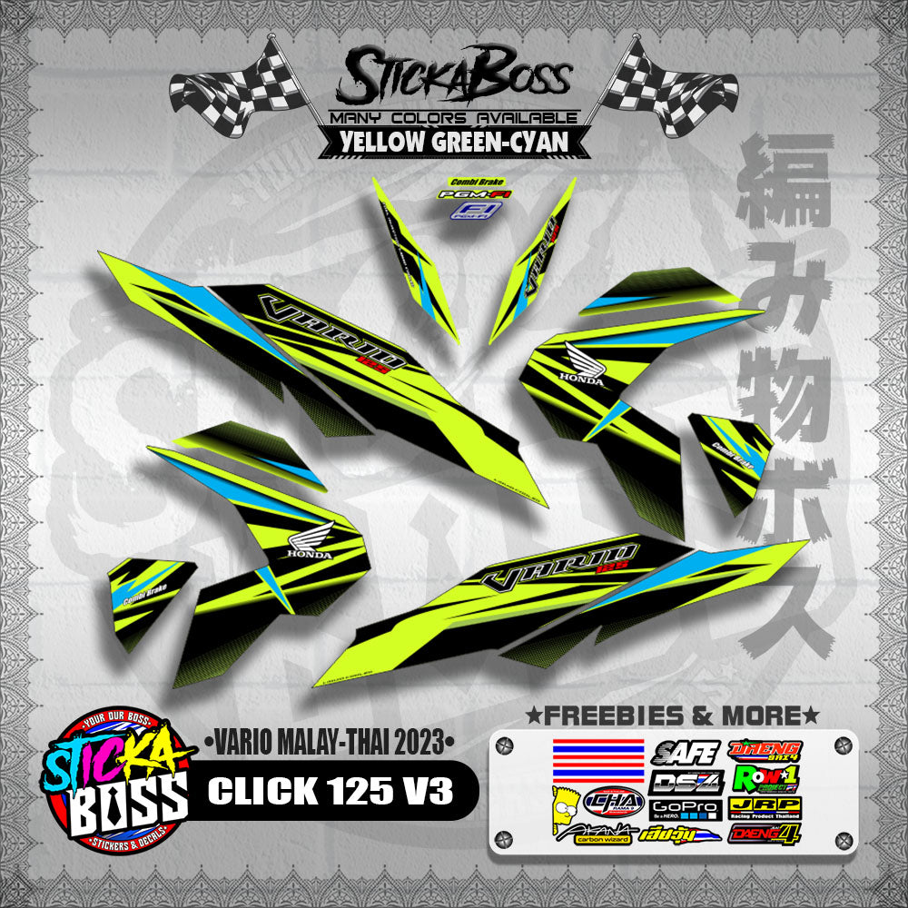 CLICK 125 V3 DECALS ( VARIO MALAY-THAI 2023 )【WITH FREEBIES】