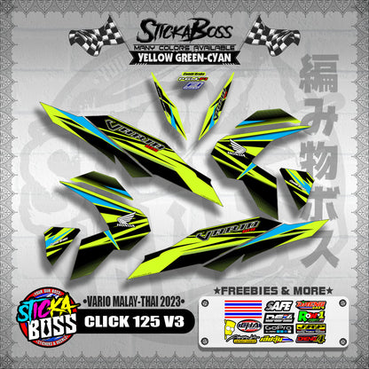 CLICK 125 V3 DECALS ( VARIO MALAY-THAI 2023 )【WITH FREEBIES】
