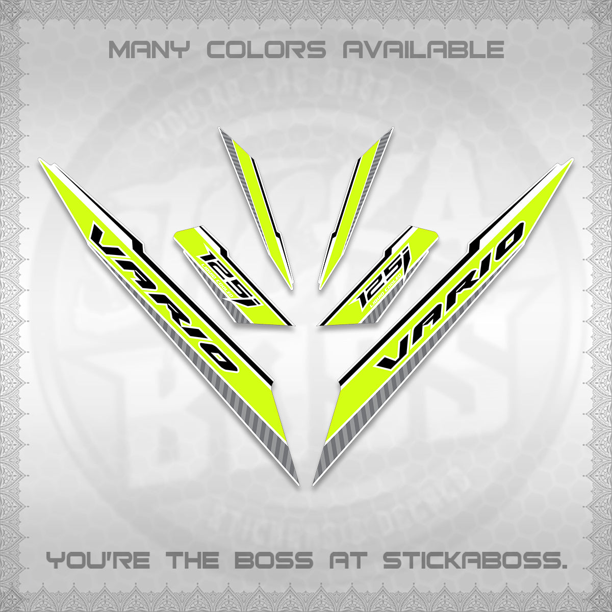 CLICK 125 V3 VARIO FOR WHITE DECALS (2024 SV 12-A1 STYLE) STICKER DECALS By STICKABOSS