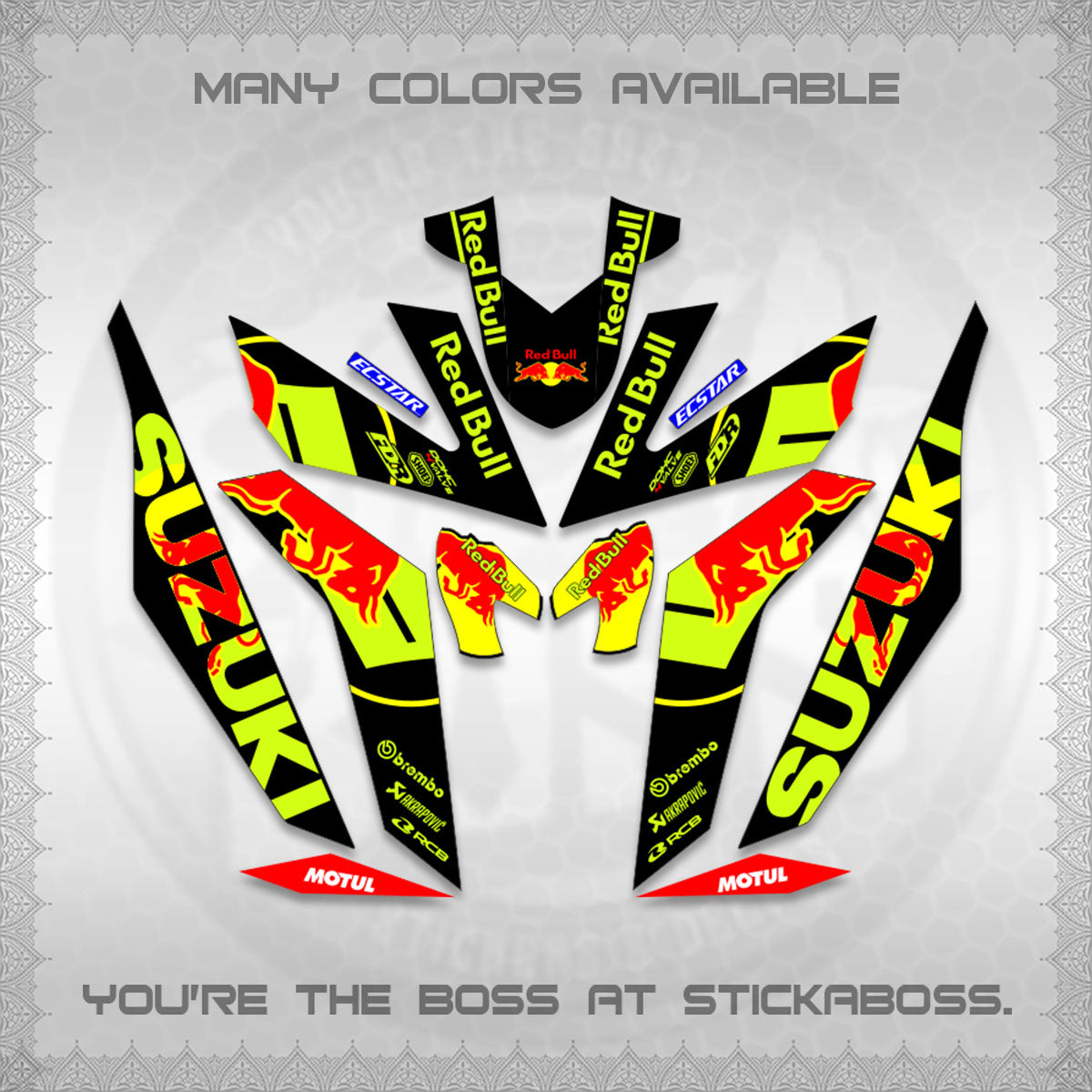 RAIDER 150 Fi DECALS (BULLREDS MOTIF)STICKER DECALS By STICKABOSS