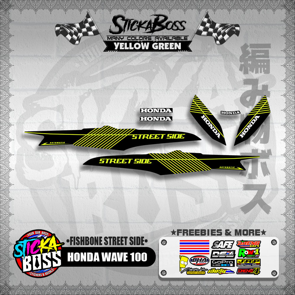 HONDA WAVE 100 DECALS ( FISHBONE STREET SIDE )【WITH FREEBIES】