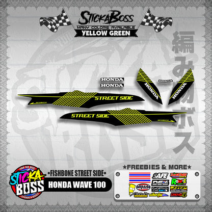 HONDA WAVE 100 DECALS ( FISHBONE STREET SIDE )【WITH FREEBIES】