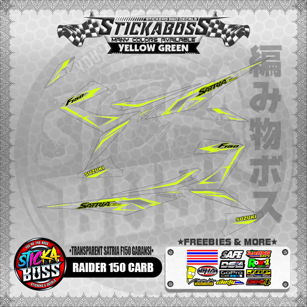 【PREMIUM UV PRINT】TRANSPARENT RAIDER 150 CARB DECALS ( SATRIA F150 GARANSI )【WITH FREEBIES】