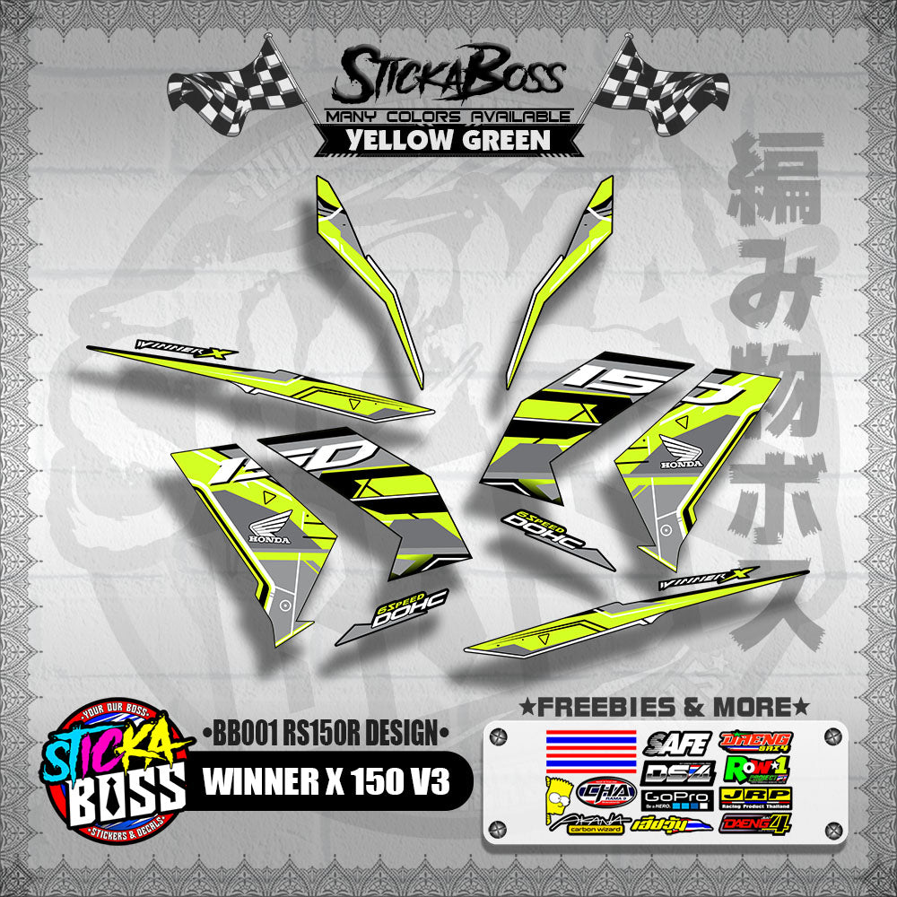 WINNER X 150 V3 DECALS ( BB001 RS150R DESIGN )【WITH FREEBIES】