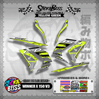 WINNER X 150 V3 DECALS ( BB001 RS150R DESIGN )【WITH FREEBIES】