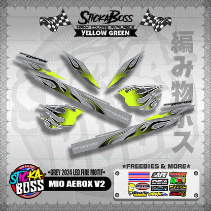 MIO AEROX V2 DECALS ( GREY 2024 LED FIRE MOTIF )【WITH FREEBIES】