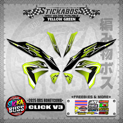 CLICK V3 INDO STICKER DECALS ( 2025 RRS HONEYCOMB )【WITH FREEBIES】