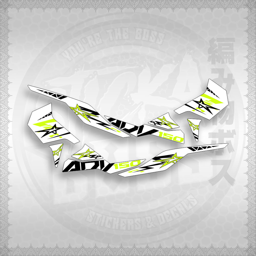STICKER DECALS for ADV 150 (A150ALxOMINFOWH) By STICKABOSS (SOFIE LAMINATED WATERPROOF)