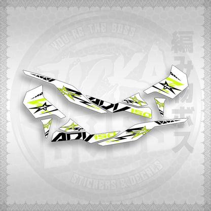 STICKER DECALS for ADV 150 (A150ALxOMINFOWH) By STICKABOSS (SOFIE LAMINATED WATERPROOF)