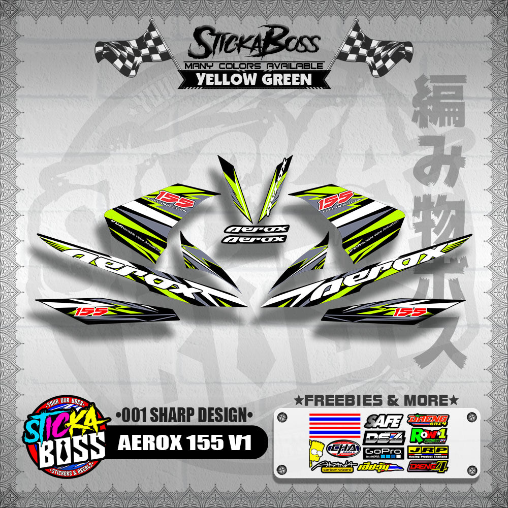 AEROX 155 V1 DECALS ( 001 SHARP DESIGN )【WITH FREEBIES】
