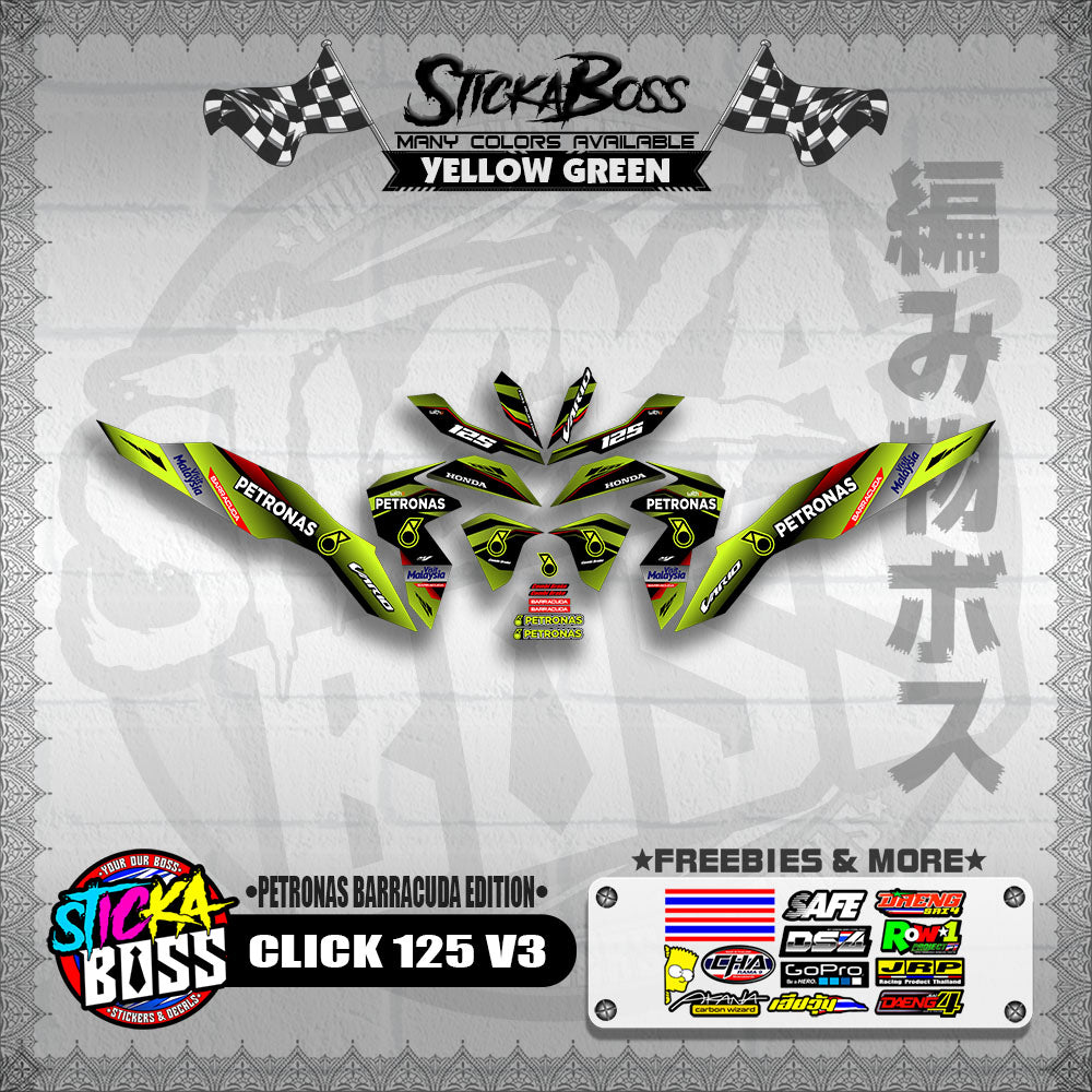 CLICK 125 V3 DECALS ( PETRONAS BARRACUDA EDITION )【WITH FREEBIES】