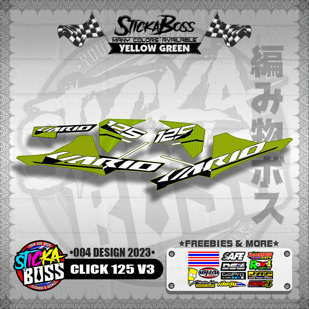 CLICK 125 V3 STOCK DECALS ( 004 DESIGN 2023 ) VARIO【WITH FREEBIES】