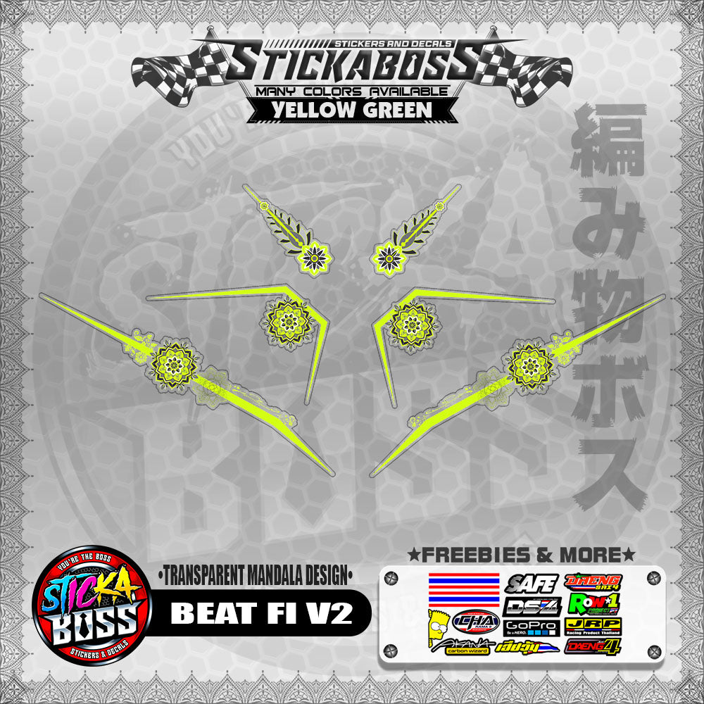 【PREMIUM UV PRINT】TRANSPARENT BEAT FI V2 STICKER DECALS ( MANDALA DESIGN )【WITH FREEBIES】