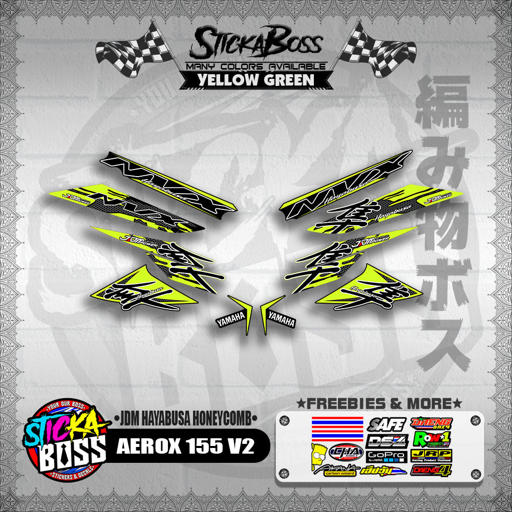 AEROX 155 V2 DECALS ( JDM HAYABUSA HONEYCOMB )【WITH FREEBIES】
