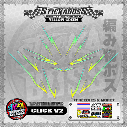 【PREMIUM UV PRINT】TRANSPARENT CLICK V2 STICKER DECALS ( 001 MINIMALIST STRIPPING )【WITH FREEBIES】