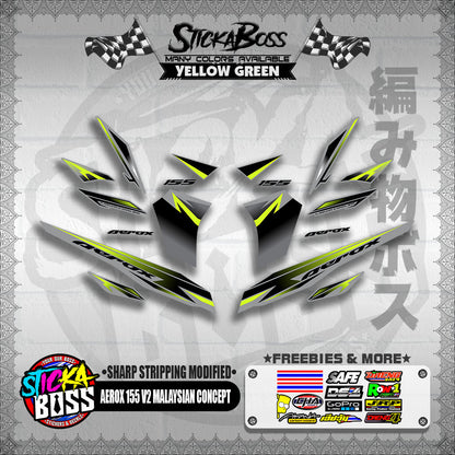 AEROX 155 V2 MALAYSIAN CONCEPT DECALS ( SHARP STRIPPING MODIFIED )【WITH FREEBIES】