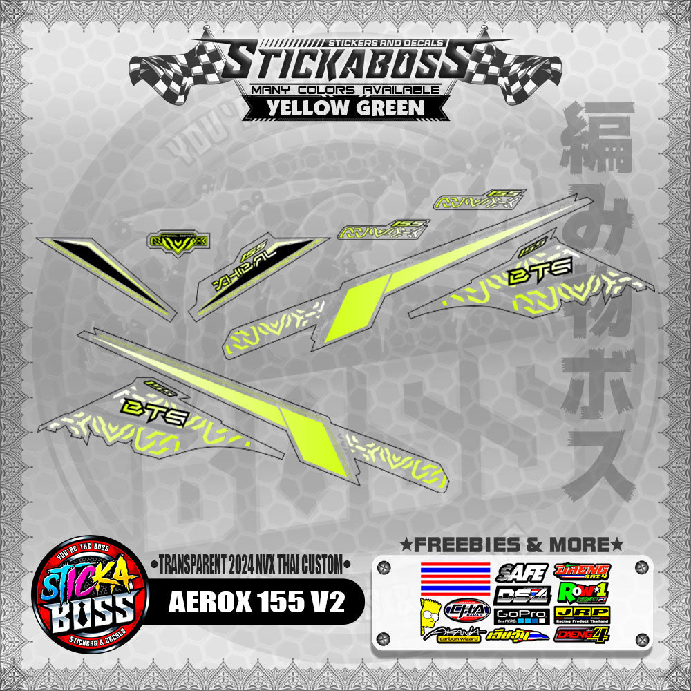 【PREMIUM UV PRINT】TRANSPARENT AEROX 155 V2 DECALS ( 2024 NVX THAI CUSTOM )【WITH FREEBIES】