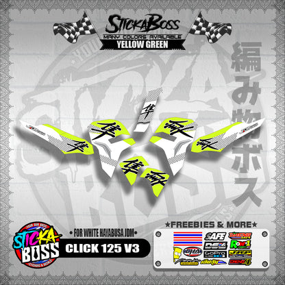 CLICK 125 V3 DECALS ( FOR WHITE HAYABUSA JDM )【WITH FREEBIES】