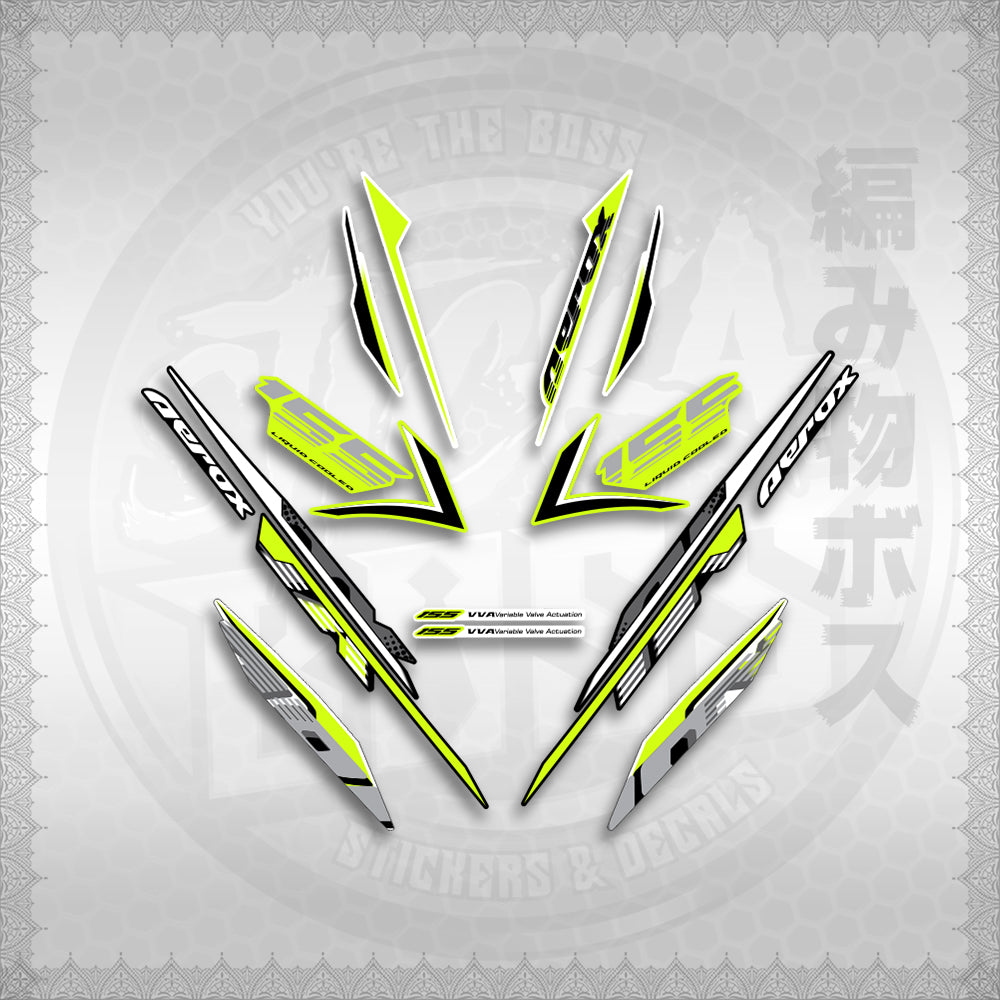 STICKER DECALS for AEROX 155 V2 (AV2NESPGR) By STICKABOSS (SOFIE LAMINATED WATERPROOF)