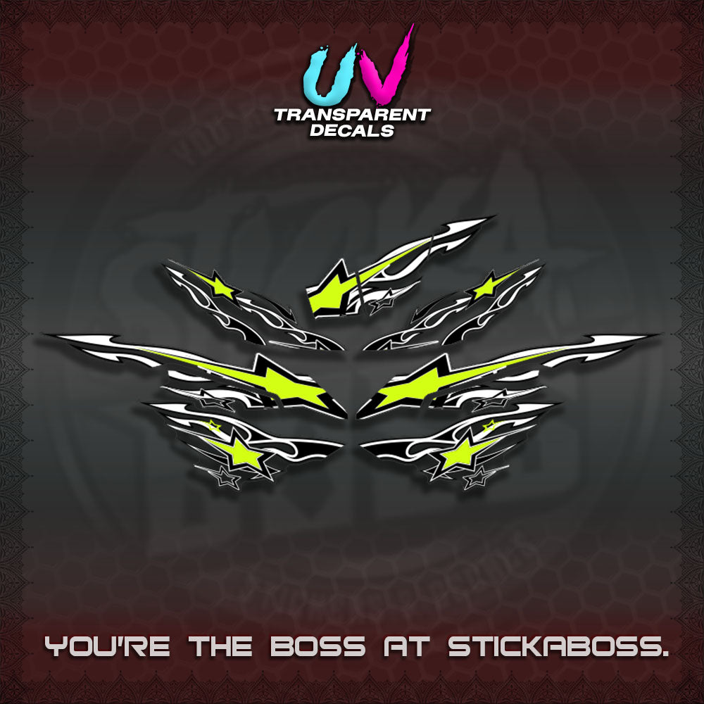 AEROX  V3 INDO UV TRANSPARENT DECALS(0005 RISING STAR)STICKER DECALS By STICKABOSS