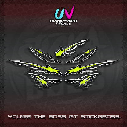 AEROX  V3 INDO UV TRANSPARENT DECALS(0005 RISING STAR)STICKER DECALS By STICKABOSS