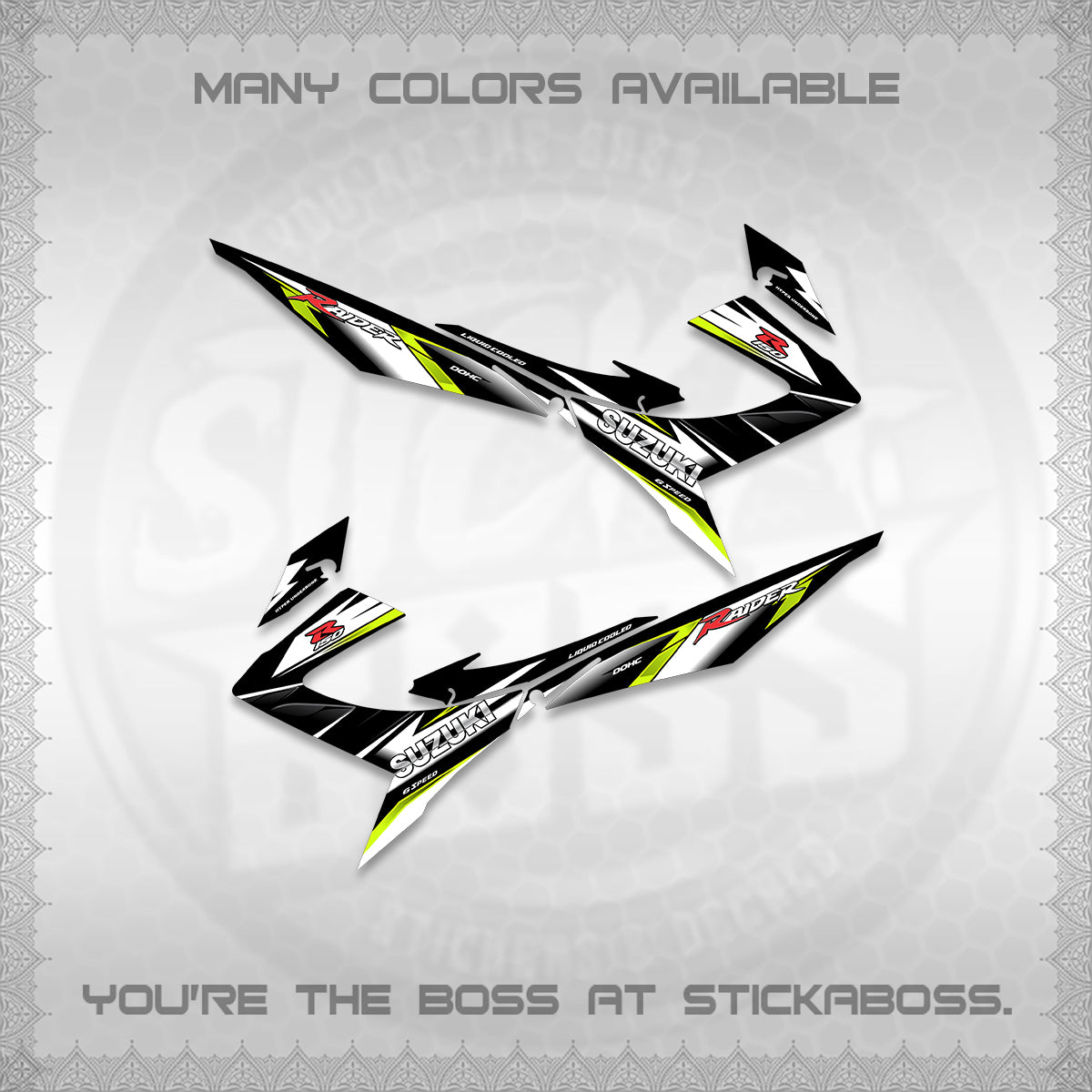 RAIDER 150 REBORN CARB DECALS (S-1 RACING) STICKER DECALS BY STICKABOSS