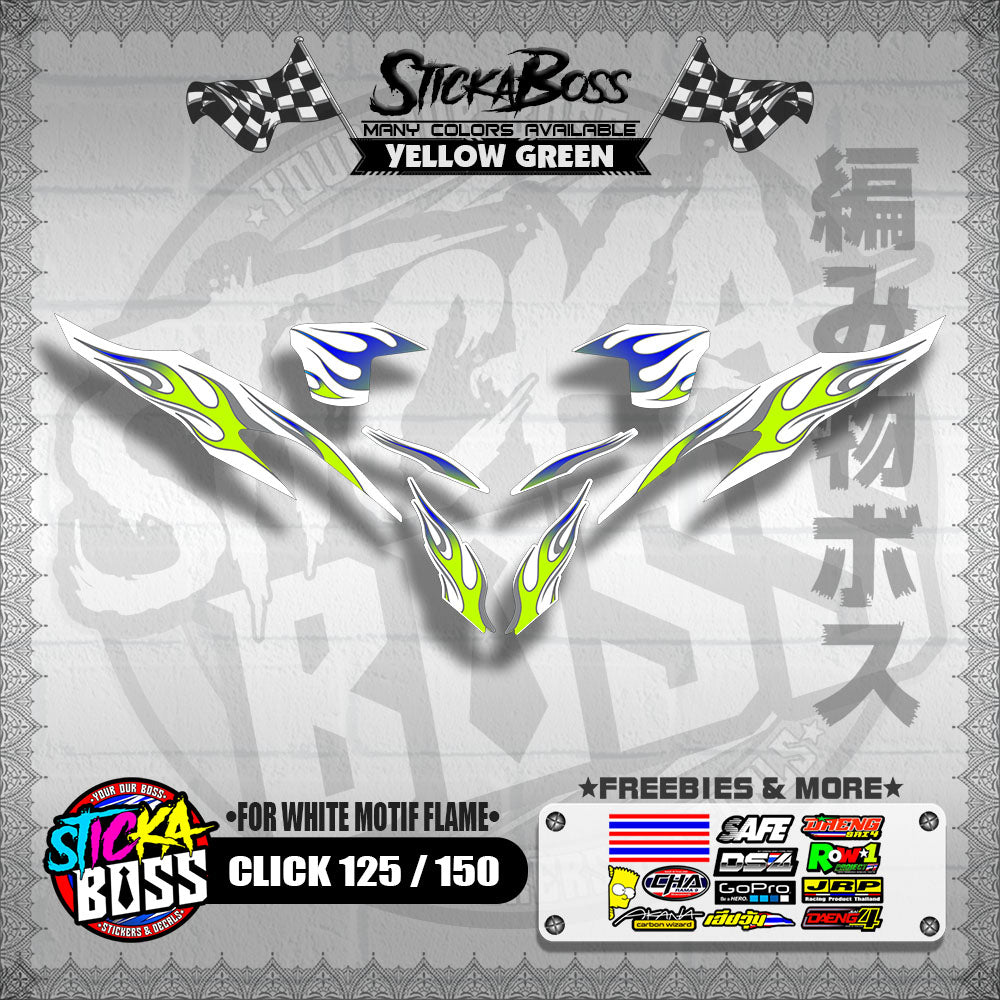 CLICK 125 / 150 V2 DECALS ( FOR WHITE MOTIF FLAME )【WITH FREEBIES】