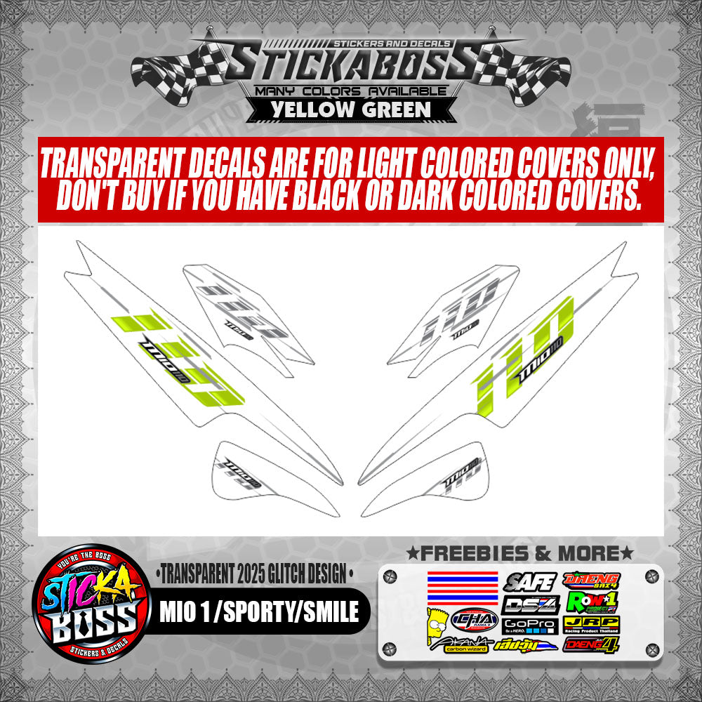 MIO 1/SPORTY/SMILE STICKER DECALS ( TRANSPARENT 2025 GLITCH DESIGN )【WITH FREEBIES】