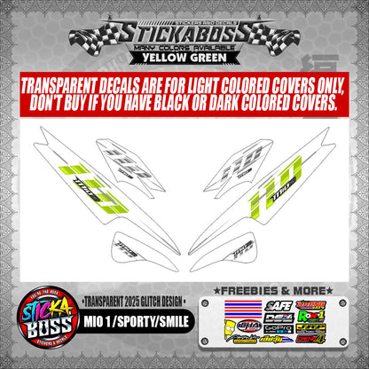 MIO 1/SPORTY/SMILE STICKER DECALS ( TRANSPARENT 2025 GLITCH DESIGN )【WITH FREEBIES】