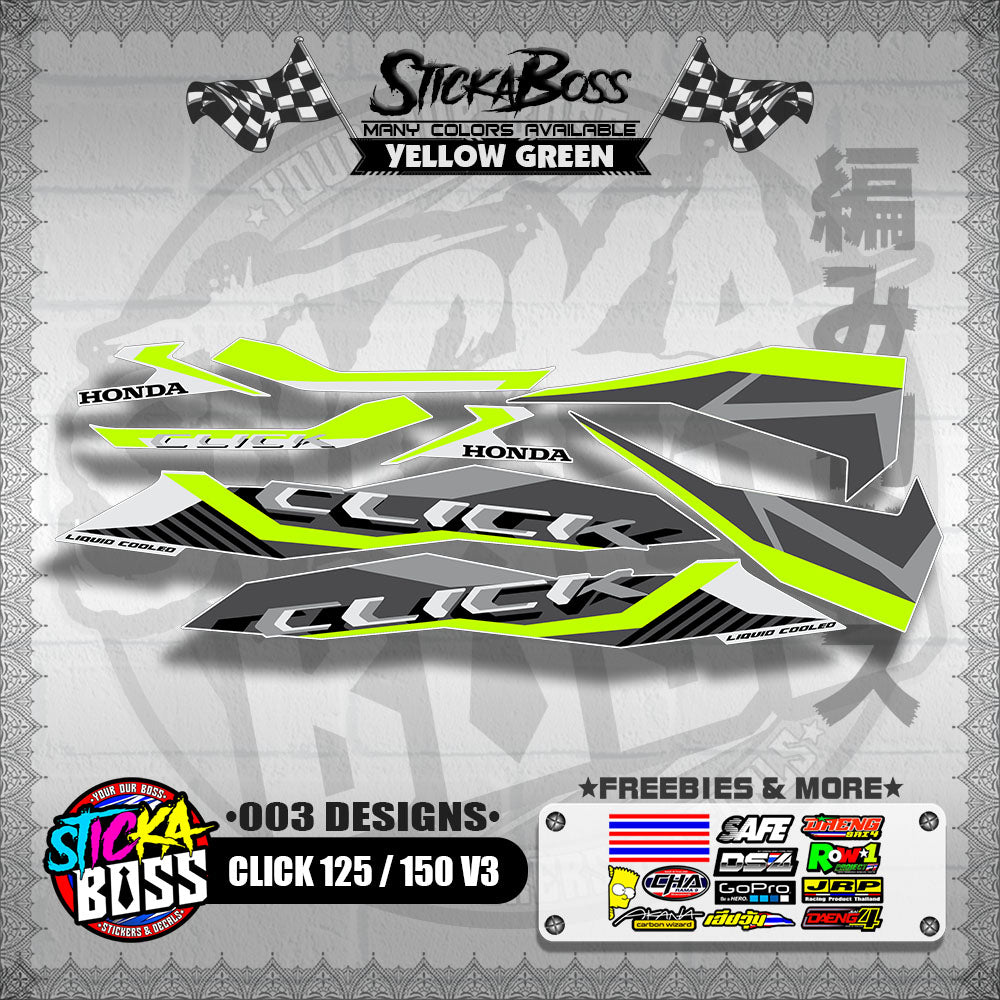 CLICK 125 / 150 V3 STOCK DECALS ( 003 DESIGNS )【WITH FREEBIES】