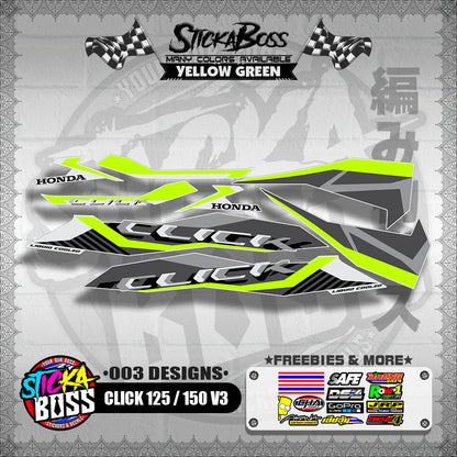 CLICK 125 / 150 V3 STOCK DECALS ( 003 DESIGNS )【WITH FREEBIES】