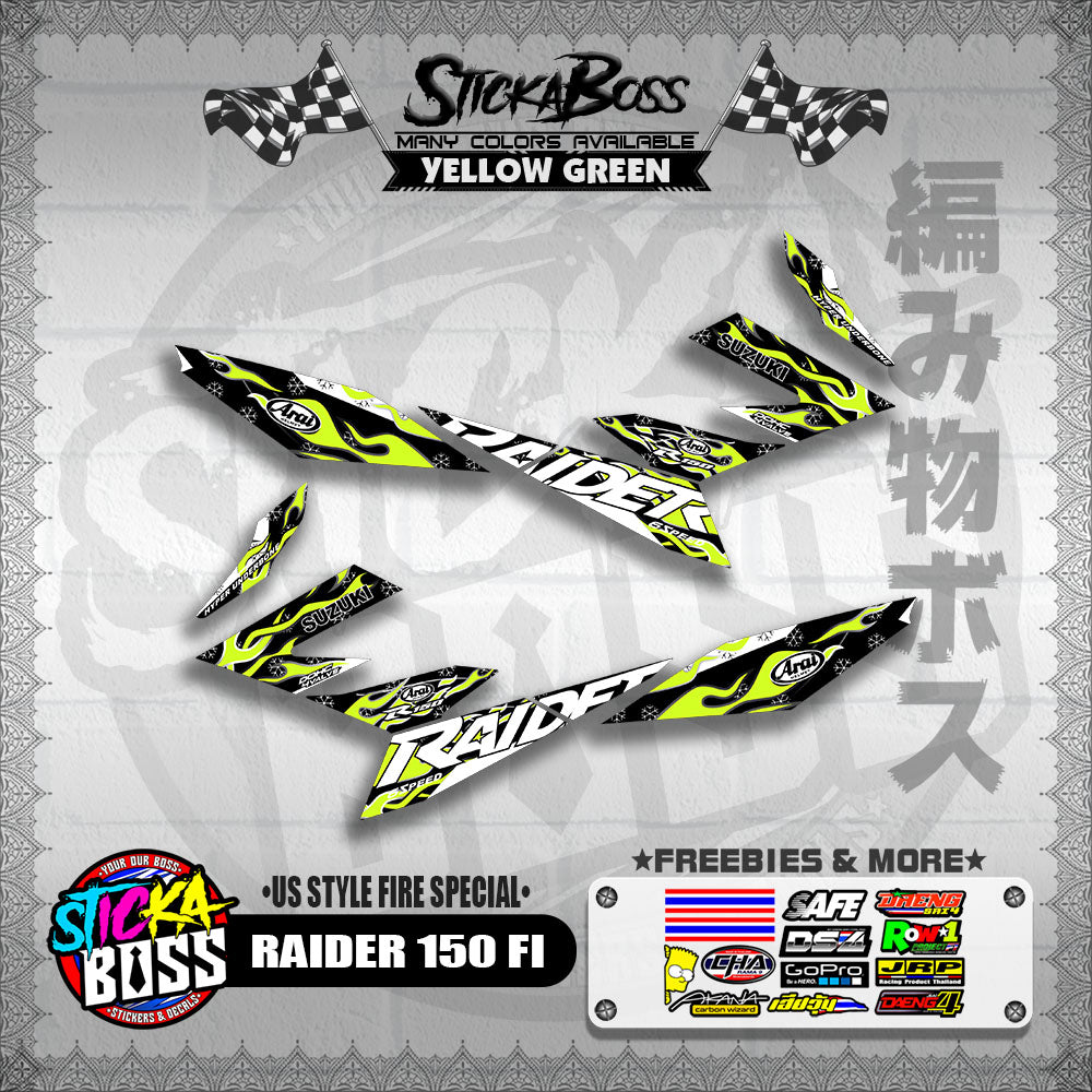 RAIDER 150 FI DECALS ( US STYLE FIRE SPECIAL )【WITH FREEBIES】